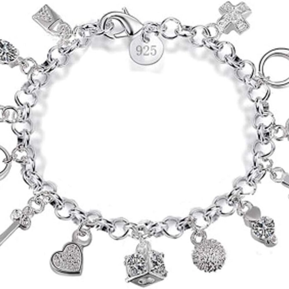 S925 Silver Thirteen Hanging Pieces Bracelet for Women Gift Bracelets & Bangles